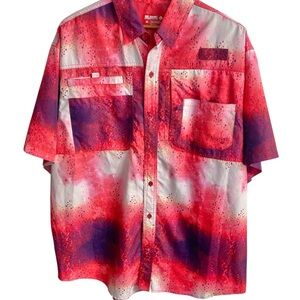 Reel Legends Men’s XL Fishing Shirt Short Sleeve Colorful Bright Fun Red Purple